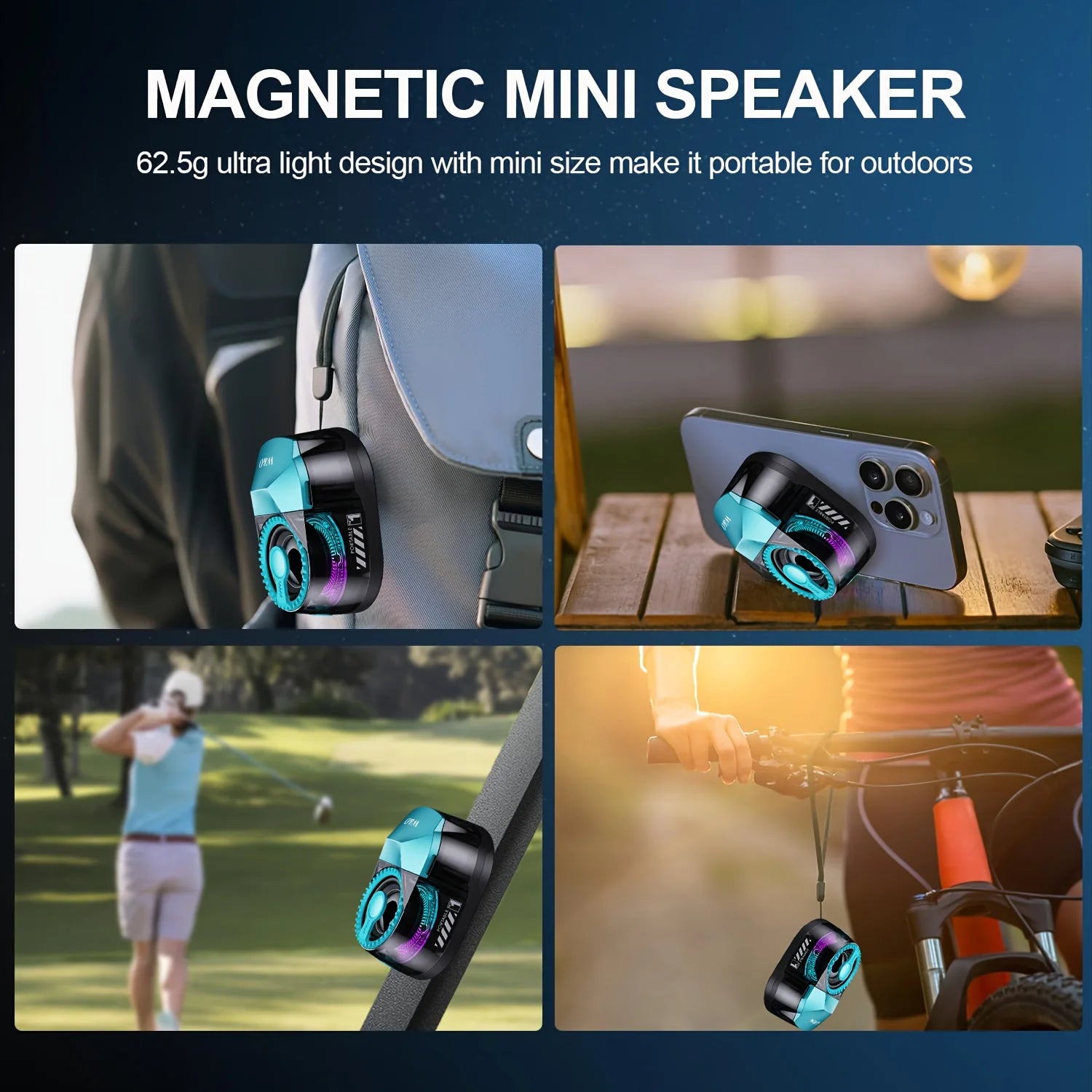 Magnetic 3-in-1 Bluetooth Speaker with Earbuds, Phone Stand,RGB Light, Portable Wireless Headset for iPhone/Android