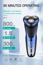 VGR Electric Shaver Professional Razor Waterproof Beard Trimmer Rotary 3D Floating Shaving Rechargeable Electric for Men V-306
