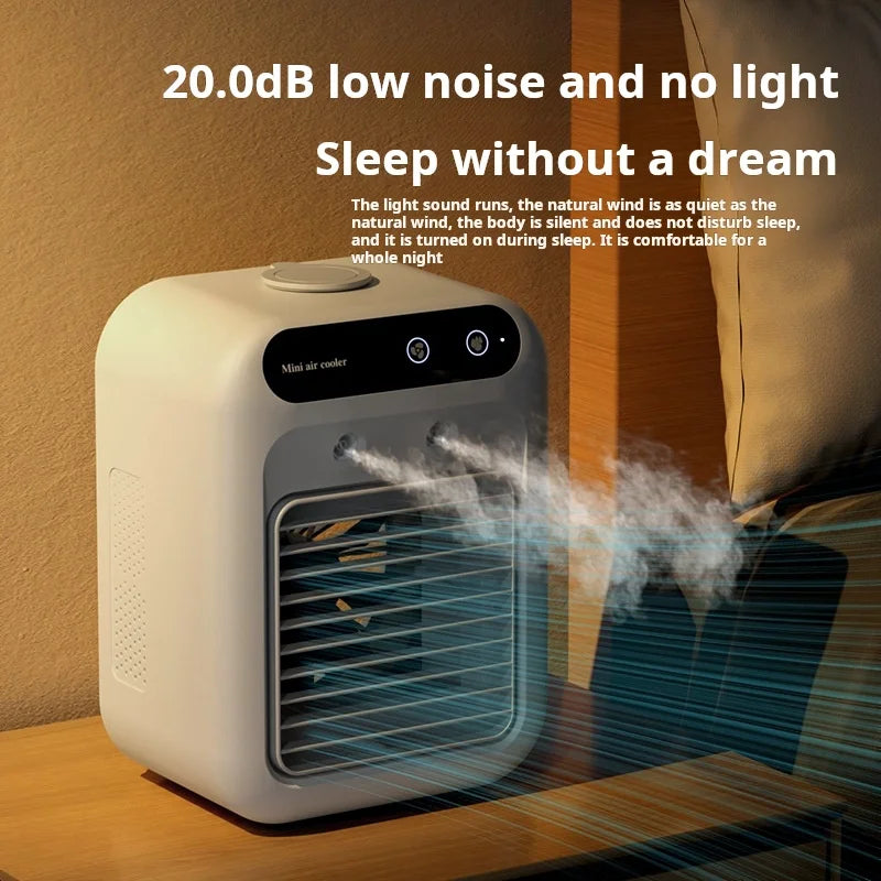 Mini USB Desk Fan Portable Quiet Cool Air Conditioner for Bedroom Home Use with Humidifying Spray Function Tabletop Fan