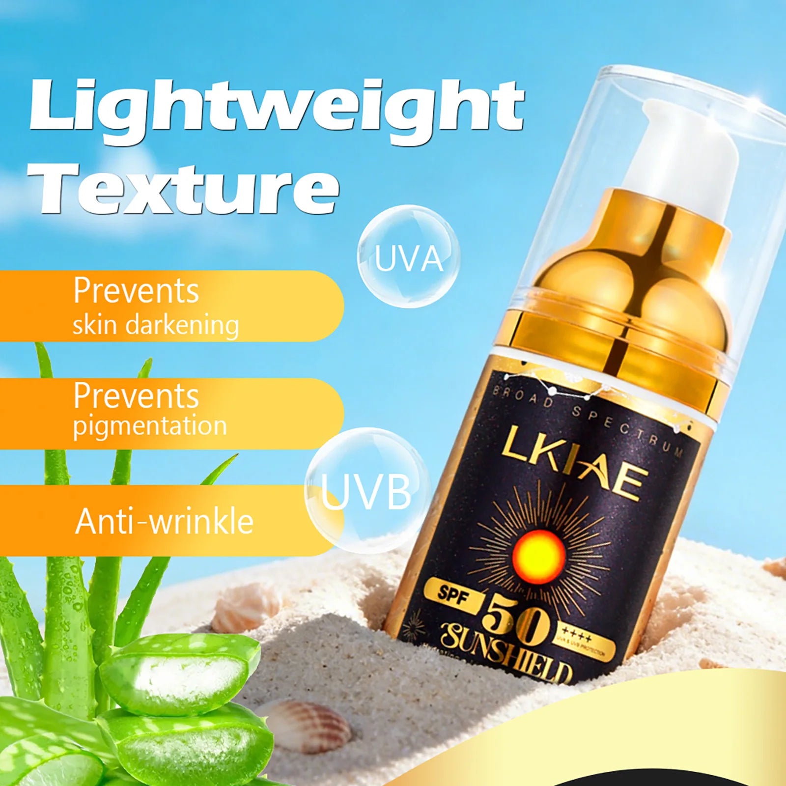 LKIAE Sunscreen, Broad Spectrum SPF 50, UVA/UVB, Lightweight & Non-Greasy, Sunblock, for Face, Body, Non-Comedogenic, 60ml Secondary image