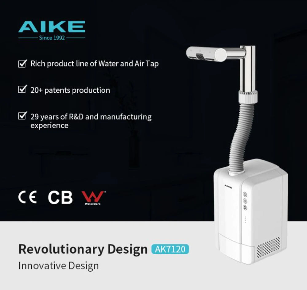 AIKE Airblade Tap Hand Dryer Automatic Bathroom Hand Washing and Drying Machine Washroom Faucets Air Tap Powerful Hand Dryer