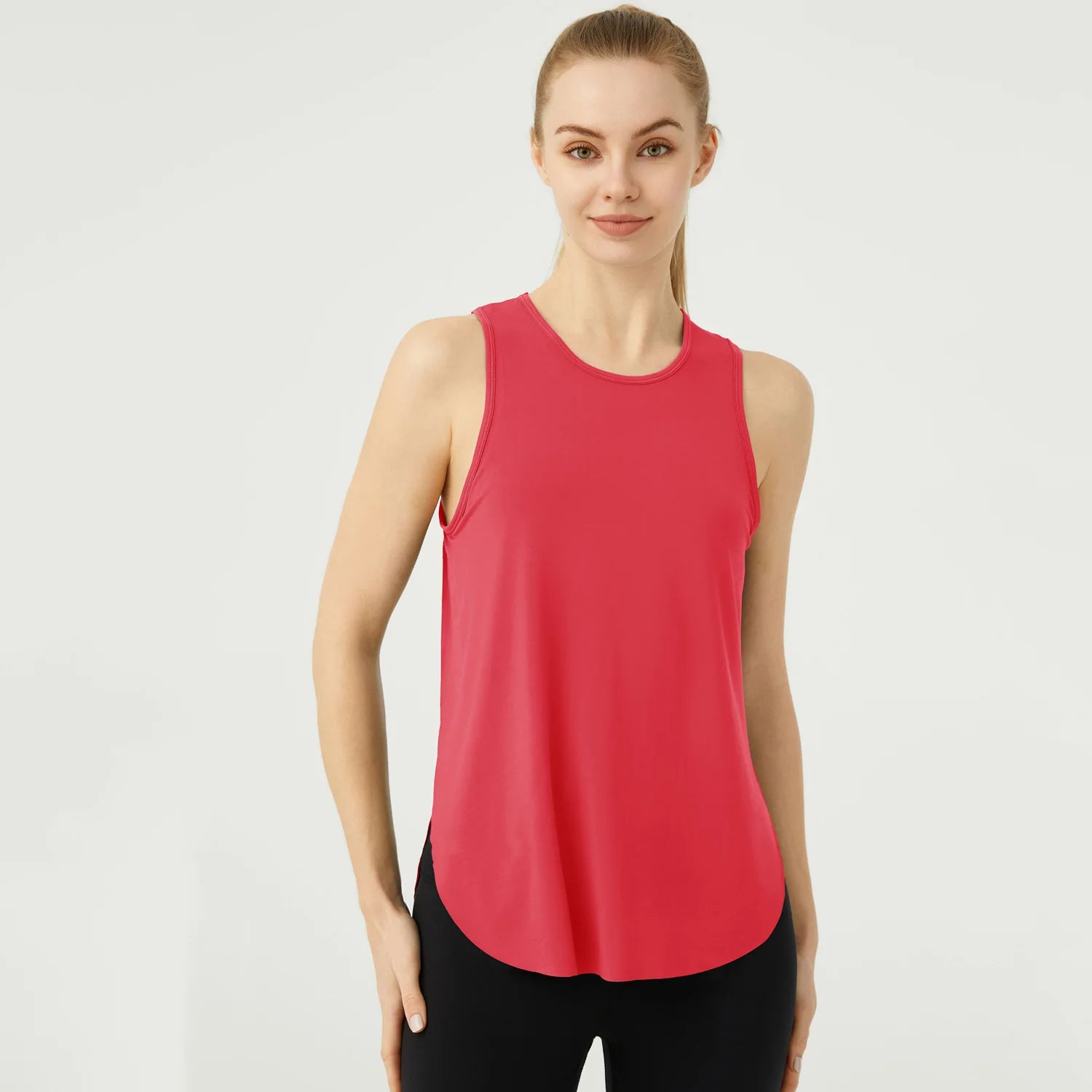 WANAYOU Sleeveless Women Yoga Shirts Quick Drying Sports Tank Tops Workout Running Vest Breathable Round Neck Gym Shirts