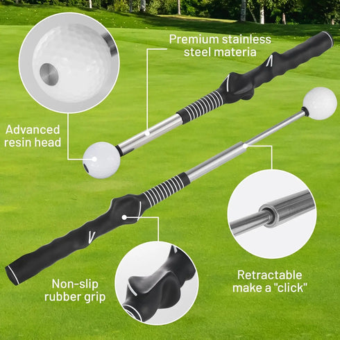 Golf Retractable Swing Trainer Golf Swing Retractable Stick Superior Golf Training Aid, Strength Training for Improved Shot Swin