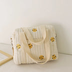 Cute Bear Baby Stroller Nappy Bag Korea Embroidery Cotton Mommy Bag Soft Maternity Shoulder Pack Portable Baby Diaper Organizer