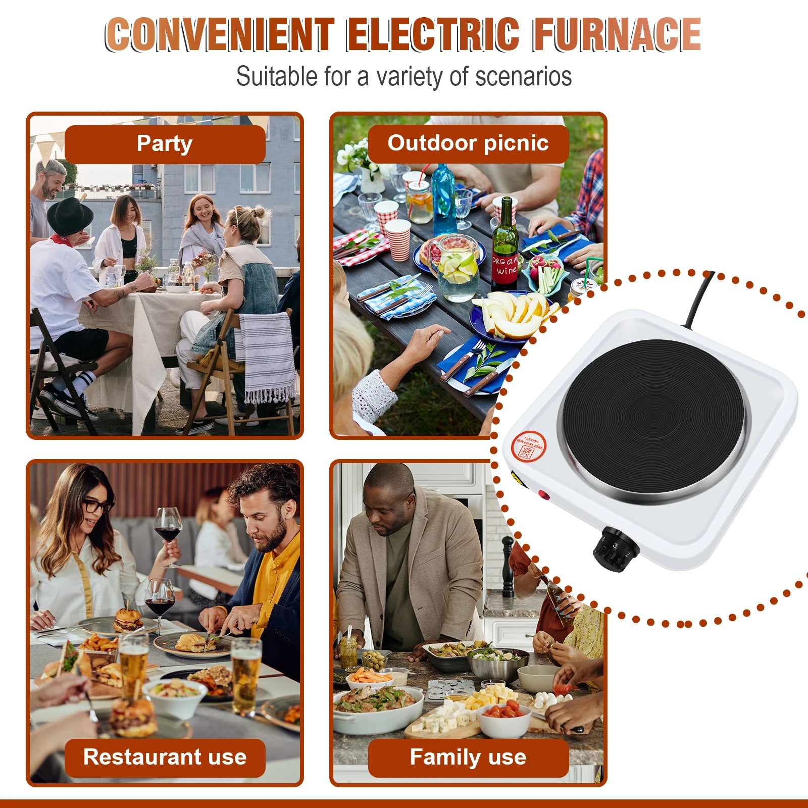 5-Speed 1000W Electric Stove Hot Plate Iron Burner Home Kitchen Cooker Coffee Heater Household Cooking Appliances