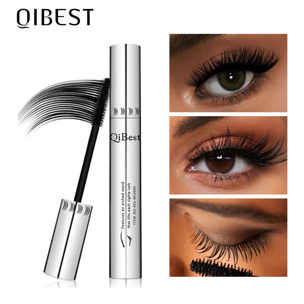 QIBEST 4D Black Mascara Waterproof Lengthening Curling Eye Lashes Rimel Mascara Silk Fiber Women Mascara Extra Volume 5g Makeup Main image