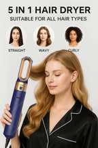5 In 1 Hair Dryer And Hot Air Comb Brush With Curling Iron Hair Straightener For Fast Drying Curling Straightening And Styling
