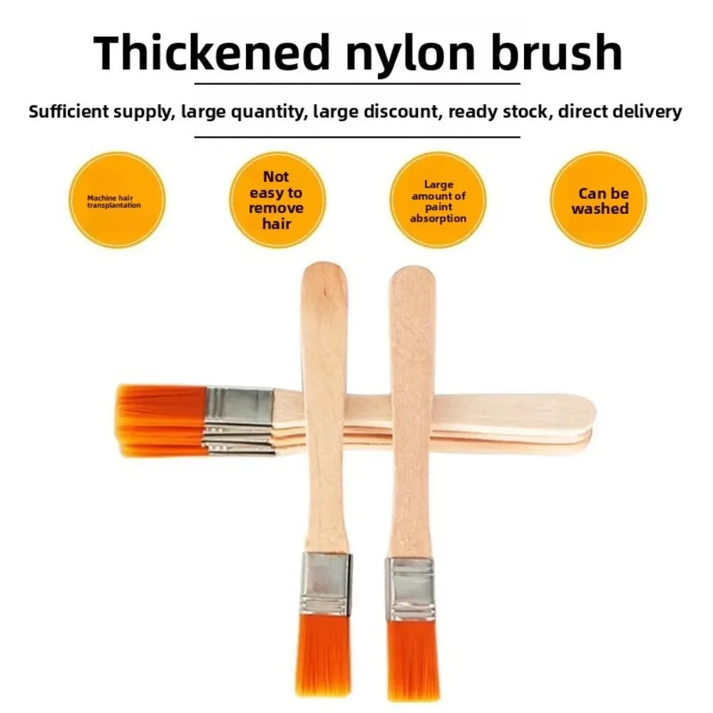 10/30PCS Multifunctional Nylon Bristle Paint Brushes Wooden Handle Art Painting Tools for Craft Creation and Household Cleaning