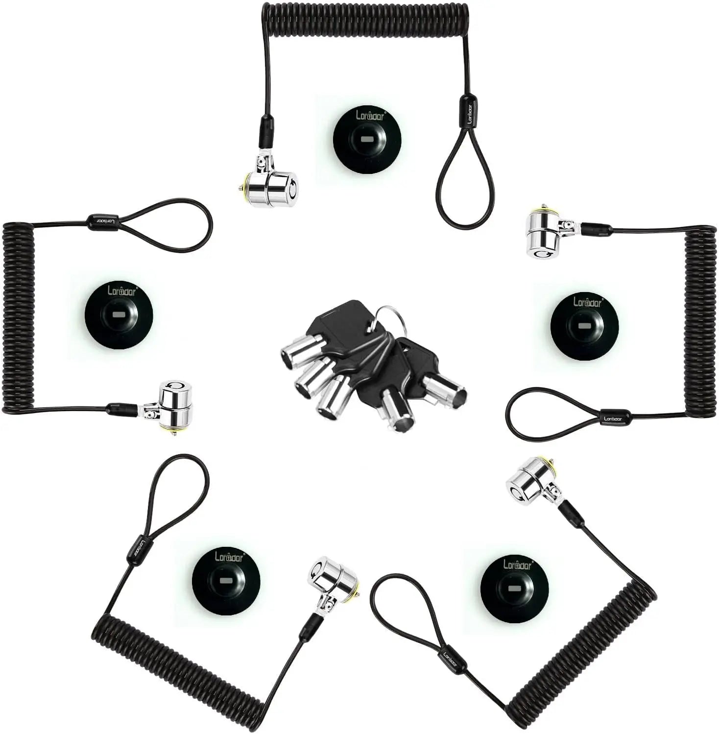 5-Pack Retractable Cable Locks with Keys for Laptops, Monitors, Tablets - 8ft Security Main image