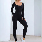 Jumpsuit for Women Long Sleeve Jumpsuits Yoga Ribbed Romper Sexy One Piece Bodycon Workout Full Bodysuit Bottom Pant