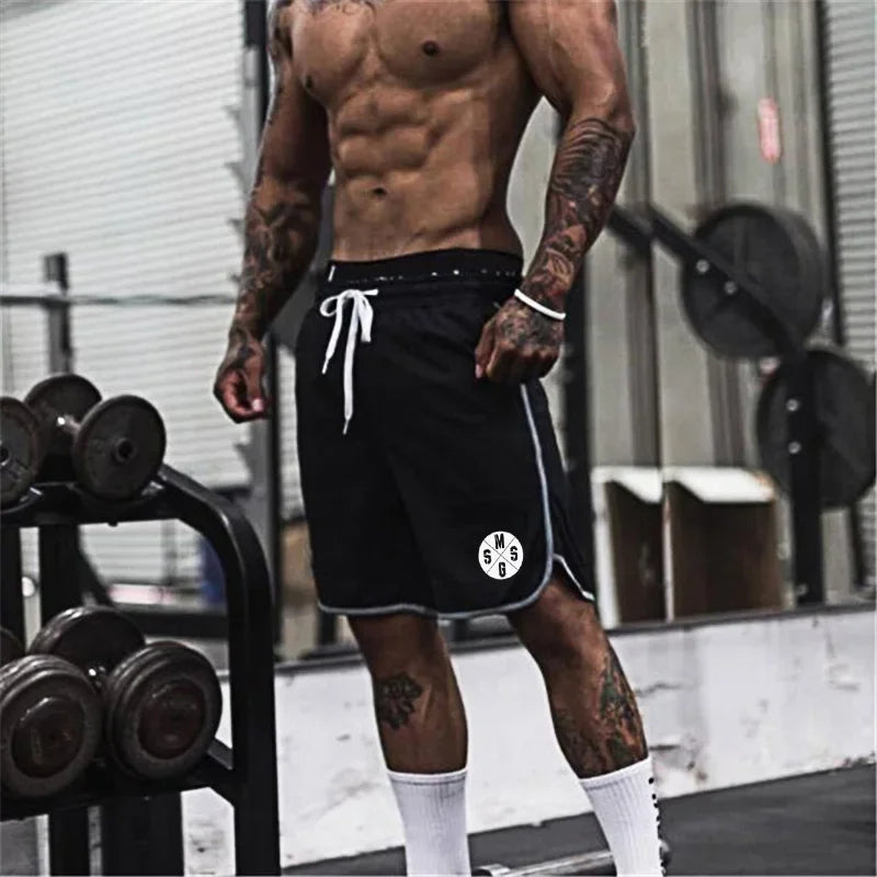 Summer Sports Shorts Breathable  Mesh Men's Drawstring Elastic Pants Running Training Pants Outdoor Fitness Jogging Straight