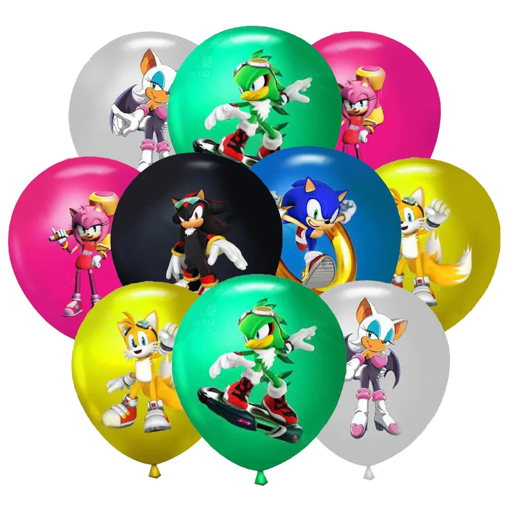 Sonic Birthday Party Decoration Game Hedgehog Balloons  Action Figure Party Paper Plate Towel Cup Tablecloth Toy Kid Gifts