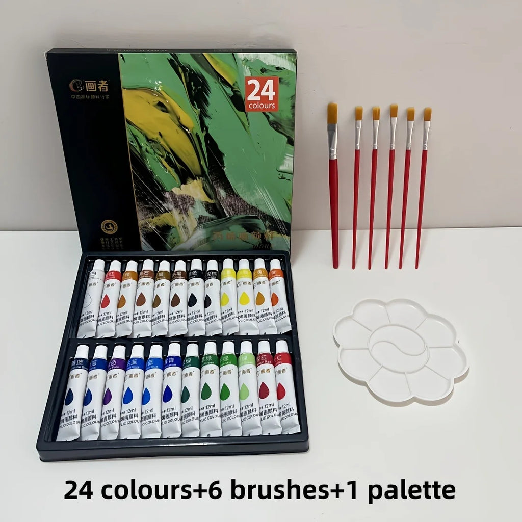 Acrylic paint set, 36 colors, each bottle 0.41 fluid ounces (12 ml), 36-color acrylic paints, non-fading, rich in color, suitabl
