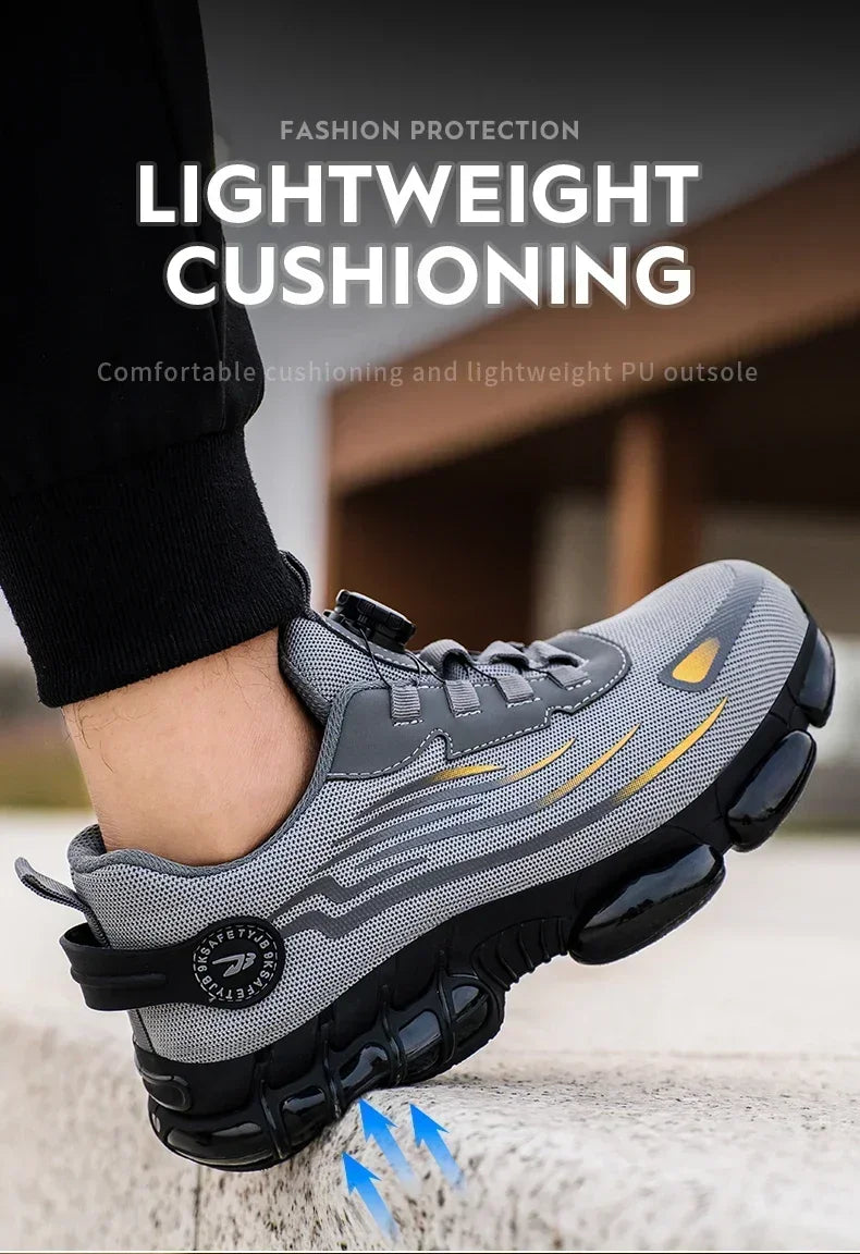 Men's Safety Shoes Protection And Elastic Safety Boots Fashionable Casual Shoes Breathable Odor Protection Men's Work Shoes