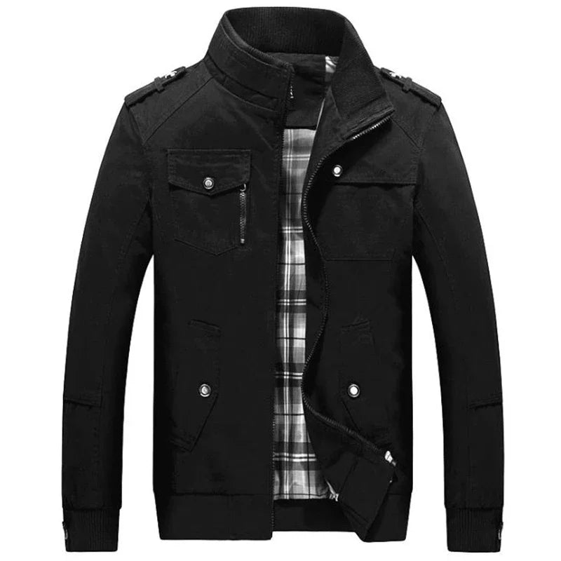 2023 new Pilot Bomber Jacket Coats Mens Cotton Cargo Jackets With Zipper Pockets Retro Casual Work Jacket Male Clothing Outwear