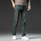 High Quality Winter Jeans Men's Warm Fleece Thickened Elastic Denim Pants Fashion Straight Elastic Retro Plush Velvet Pants