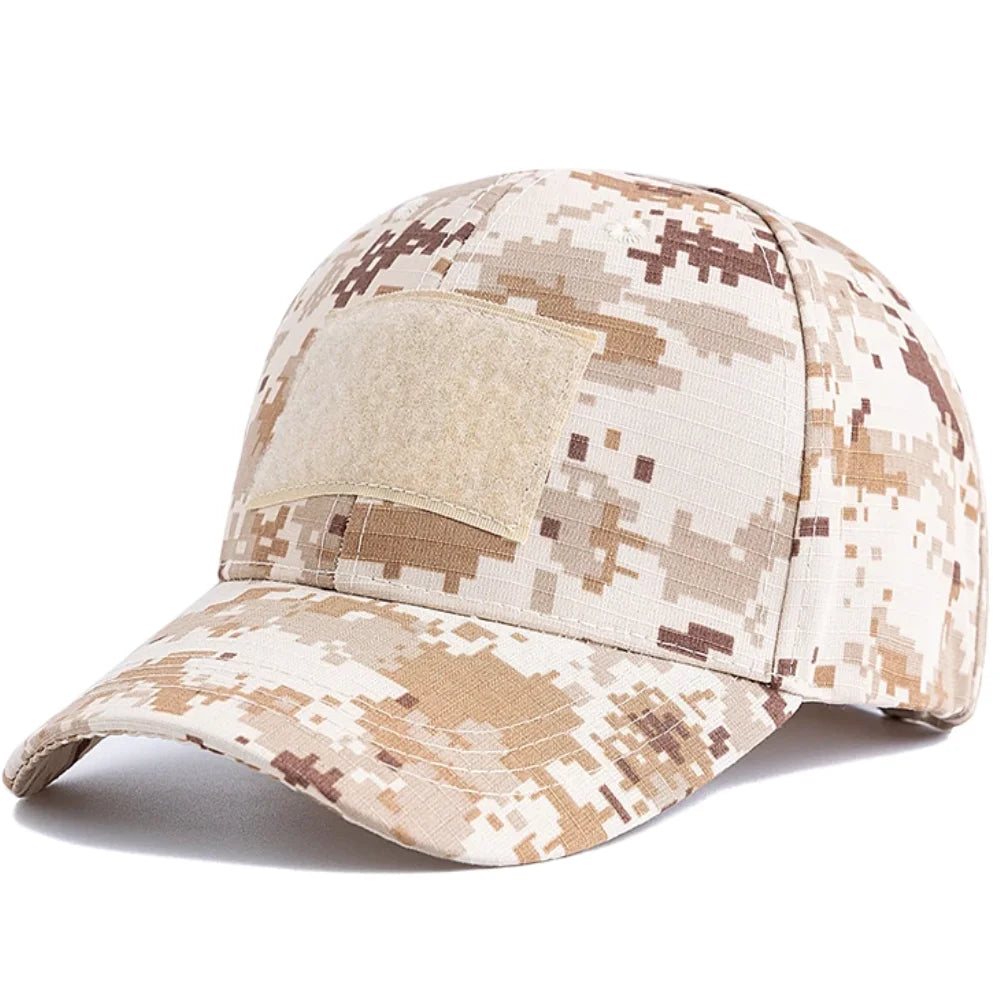 Men's Camouflage Tactical Baseball Cap With 3 Velcro Patches Military Camouflage Hat Cap For Outdoor Jugle Fishing Hiking Caps