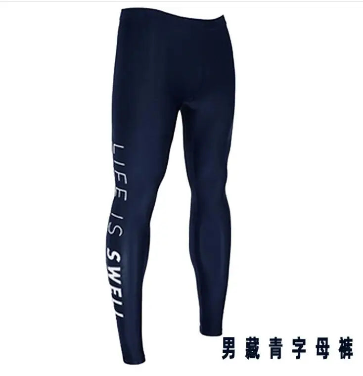 Man Quick drying sun protection pure black letter diving and surfing waterproof female capris nylon hot spring swimming pants