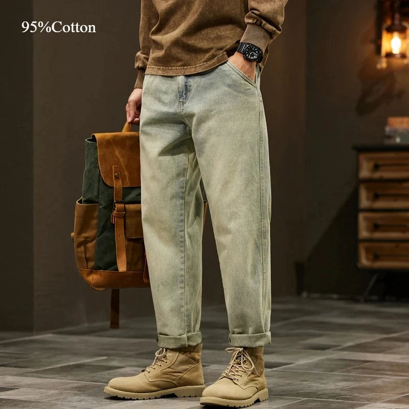 Men's 95% Cotton Jeans High Quality Loose Harem Pants Fashion Baggy Casual Outdoor Baggy Work Denim Pants Brand Men's Clothing Main image