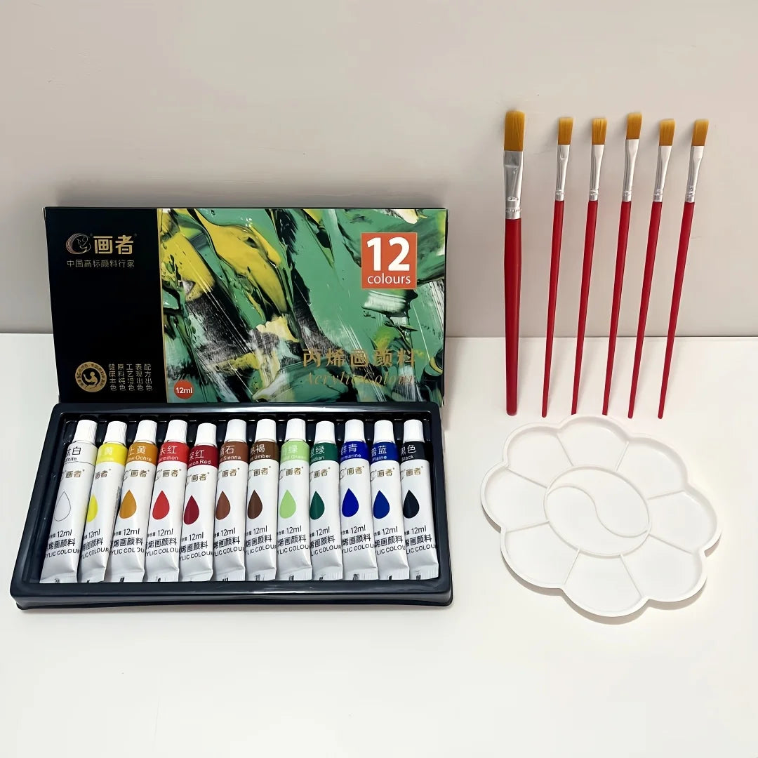 Acrylic paint set, 36 colors, each bottle 0.41 fluid ounces (12 ml), 36-color acrylic paints, non-fading, rich in color, suitabl