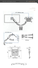 Desktop NB F160 + FP-2 Gas Spring Dual Arm for 17"-27" Monitor Holder + 10"-17" Laptop Support Air Press Mount Stand Load 2-9kg