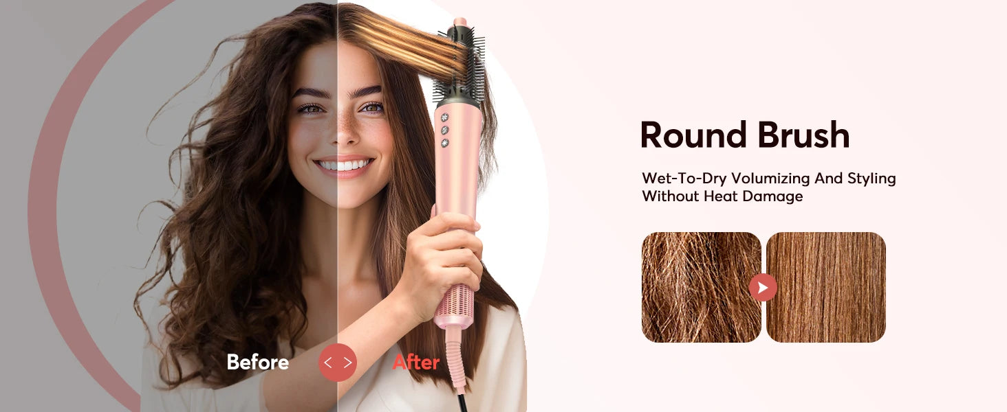 5 in 1 Hair Dryer,Multi Styling Tool,Straightener & 32mm Curling 300 Million Negative Ions Hair Care 1-3 Mins Quick Drying Gifts