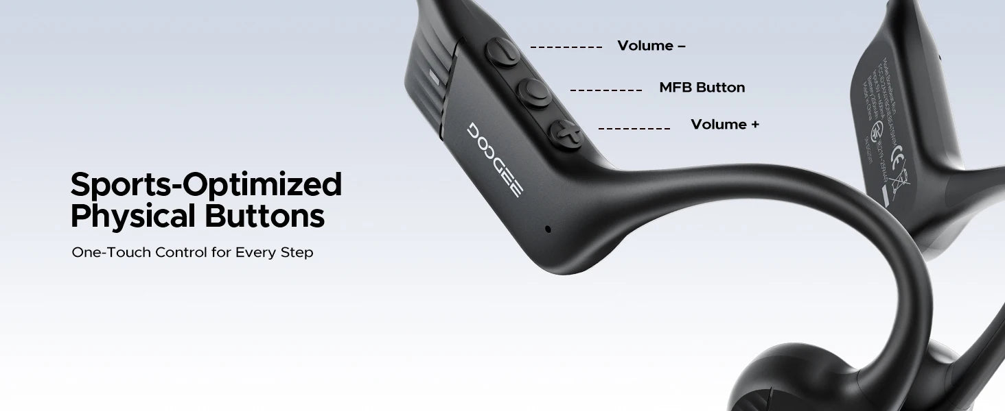 DOOGEE BoneBeat Run Bone Conduction Headphones Open-Ear Wireless Sports Earphone 10 Hours Battery Life for Running, Cycling