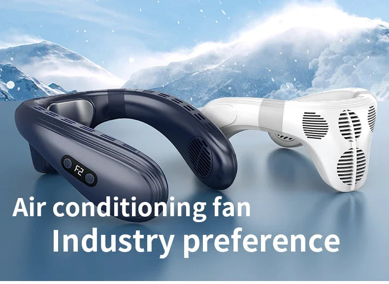 New Portable Neck Fan 5200mAh Neck Air Conditioner Rechargeable Semiconductor Cooling  Fan Outdoor Personal Fan Wearable Cooler