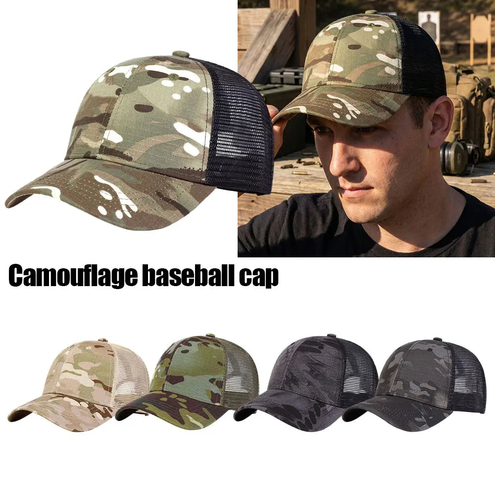 Outdoor Baseball Caps Adjustable Snapback Hat Breathable Mesh Sunscreen Hat Sports Hunting Hiking Camping Anti-UV Baseball Caps
