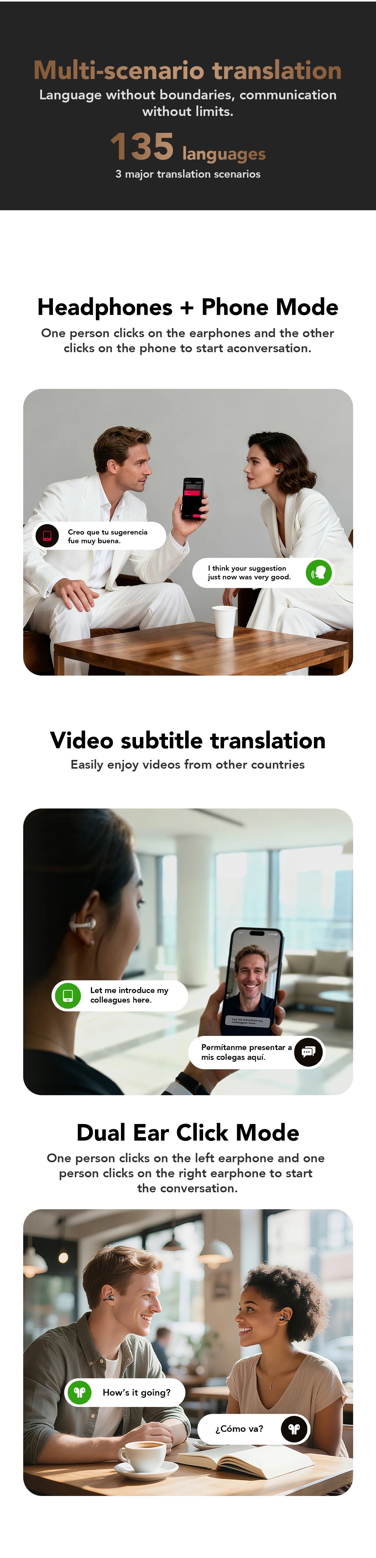MINISO MS503 Wireless Bluetooth Earbuds AI Translation Earphones Outdoor Sports Headphones Clear Sound Headset Soft Comfortable