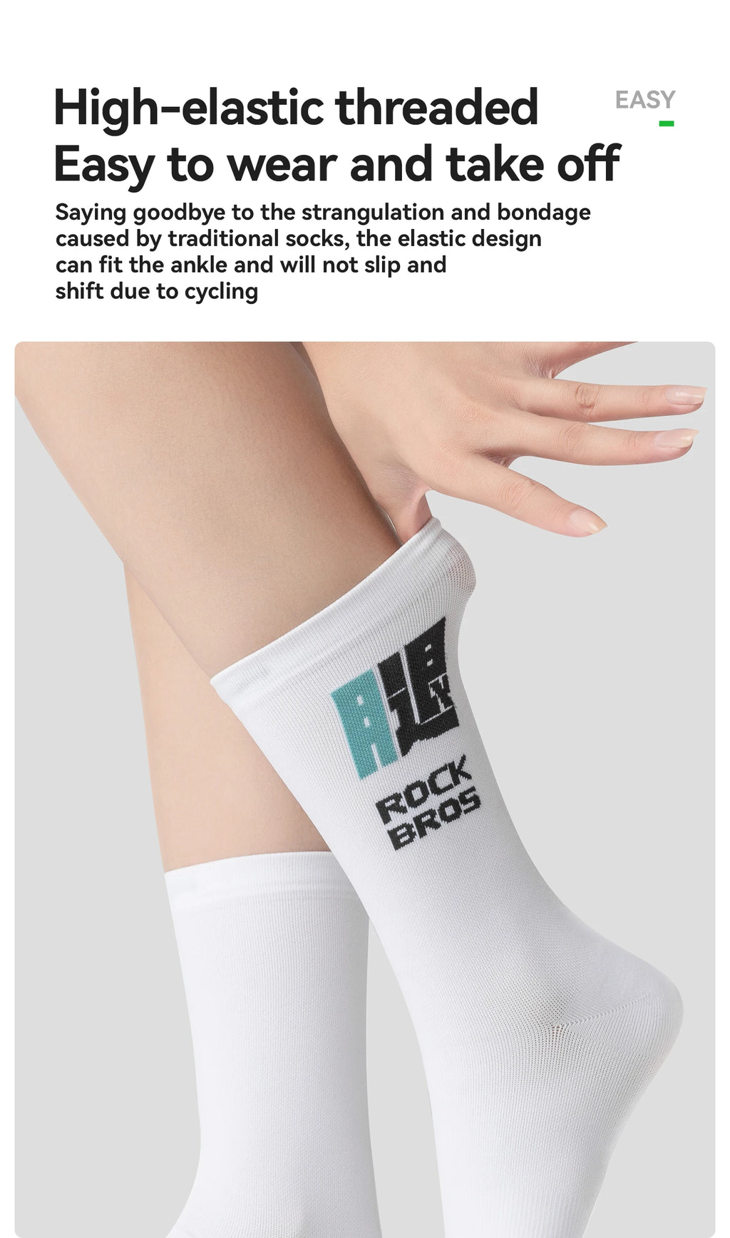 ROCKBROS Cycling Socks Breathable Sweat-wicking High Elastic Soft Knee-high Socks Men Women Outdoor Sports Jogging Cycling Socks