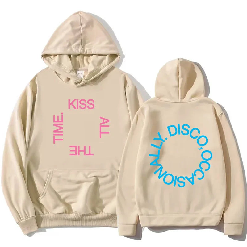 HarryStyles KISS ALL THE TIME. DISCO, OCCASIONALLY.  Hoodies Album Design Graphic Print Sweatshirts Women Clothing Fleece Hoodie