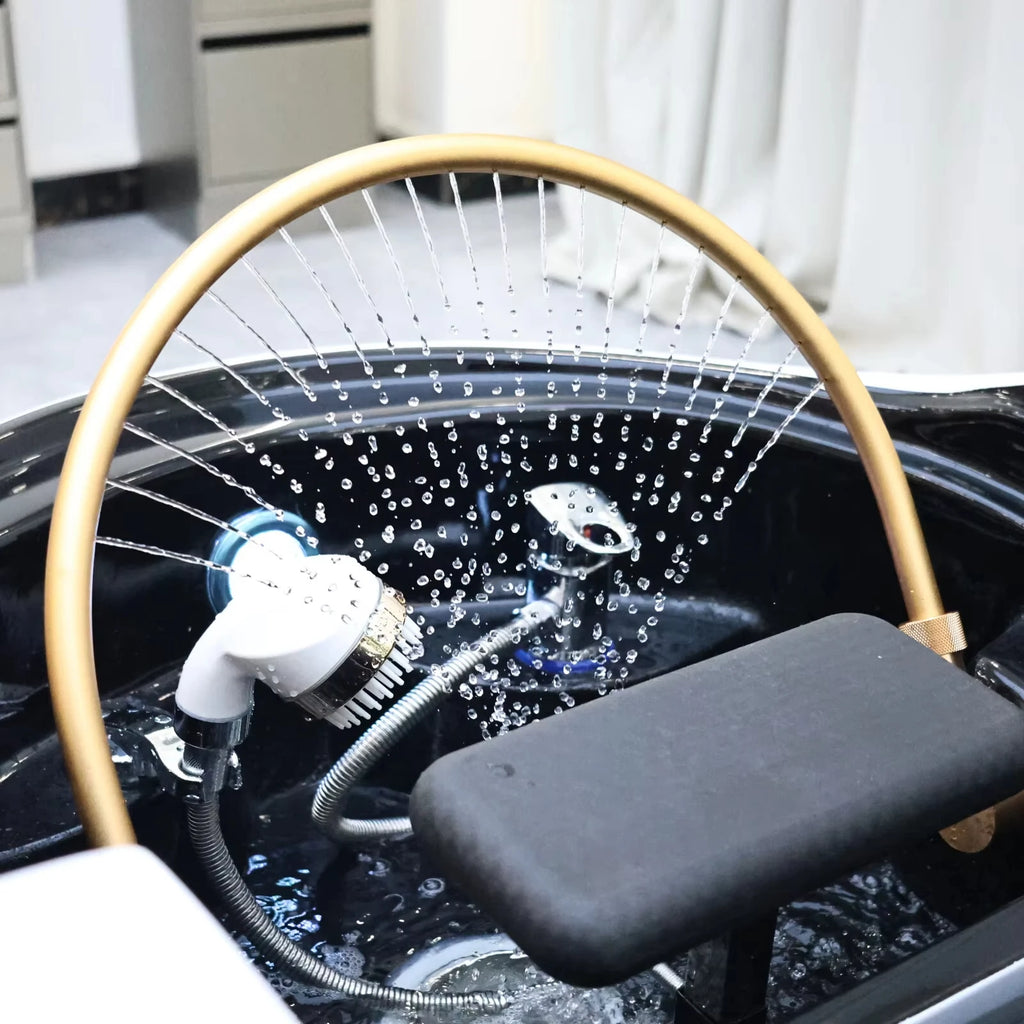 Salon Head Spa Shampoo Massage Bed Synthetic Leather Head Therapy Bed Automatic Massage Shampoo Chair Hair Spa Equipment Durable