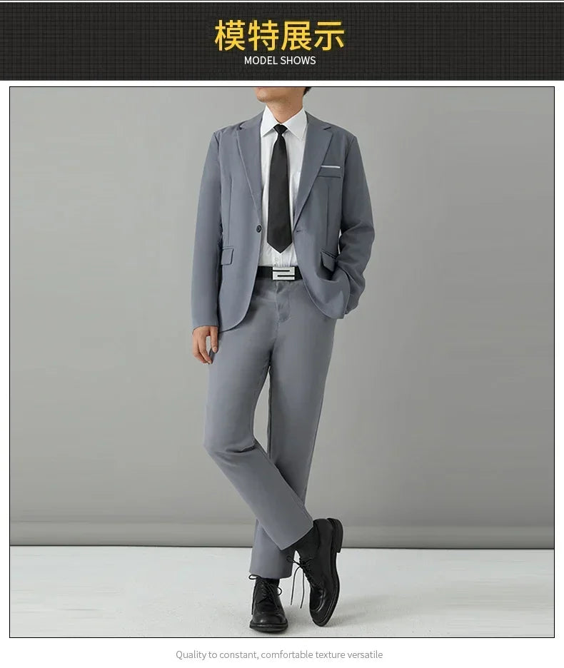 S-8XL Suit Men's Fashion Casual Outdoor (Blazer+ Pants) Gentleman Business Wedding Slim-fit Formal British Style Wedding Suit