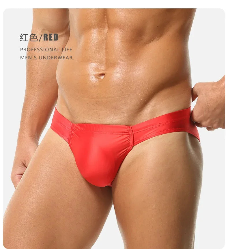 2026 fashion solid color men's three-dimensional triangle breathable sports low waist high elastic tight body