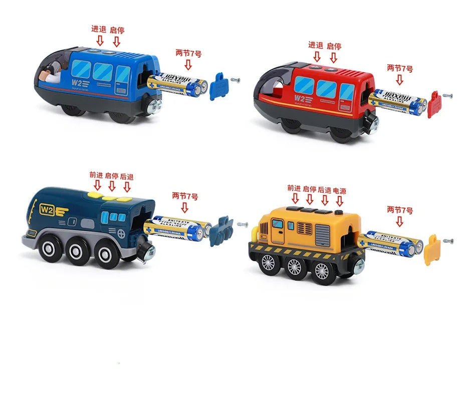 Kids Electric Train Set Compatible with Wooden Tracks Magnetic Connectors Diecast Metal Auto-Go Train Toy for Ages 3+ Boys Girls