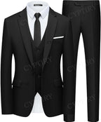 Elegant Men's Suit 3 Piece Fashion Lapel Single Breasted Groom Wedding Slim Fit Casual Version Business Suit For Man