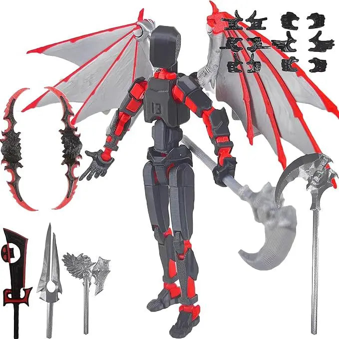 T13 Action Figure 3D Printed Multi-Jointed Movable Titan 13 Lucky Dummy Nova Robot Action Figure Desktop Assembly Completed Gift