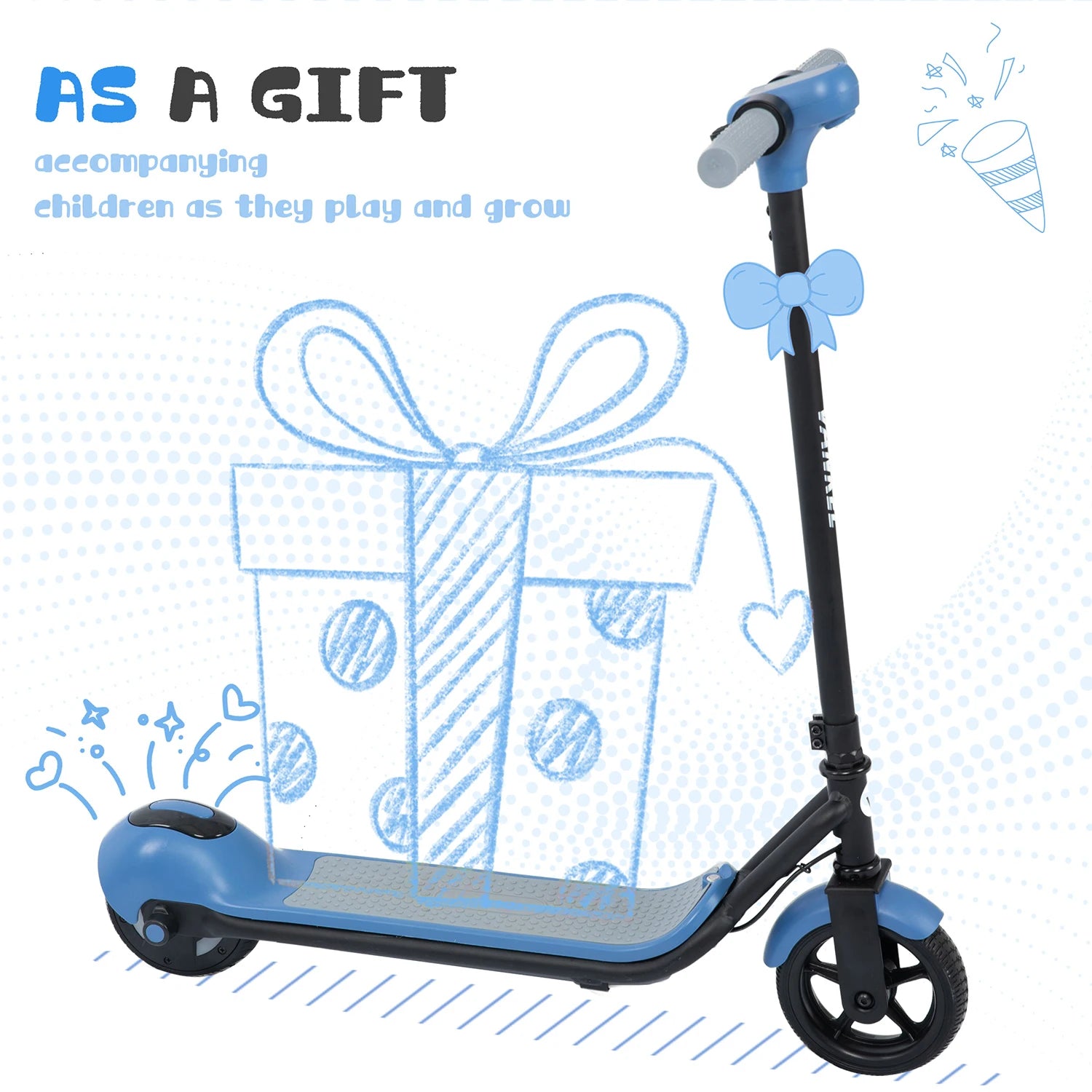 Vankel 6.5-inch Kids Electric Scooter for Boy & Girls with Bluetooth Rainbow Lights 8-10km Range LCD Display Children Scooter