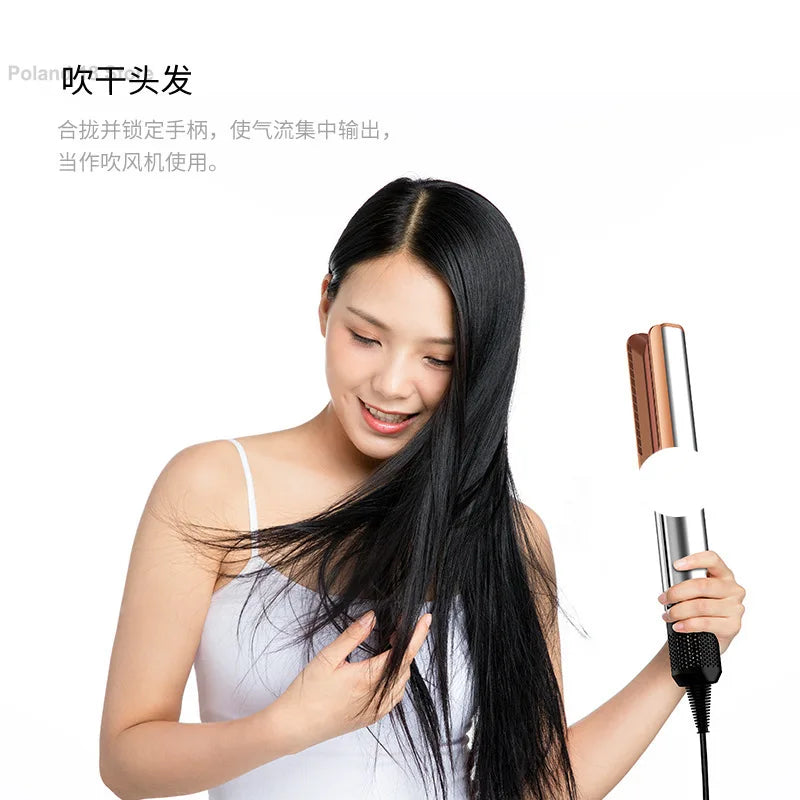 Professional 2 In 1 Hot Air Flat Iron Hair Straightener Dryer With Negative Ions Smooth Frizz-Free Hair Styling Tool Secondary image