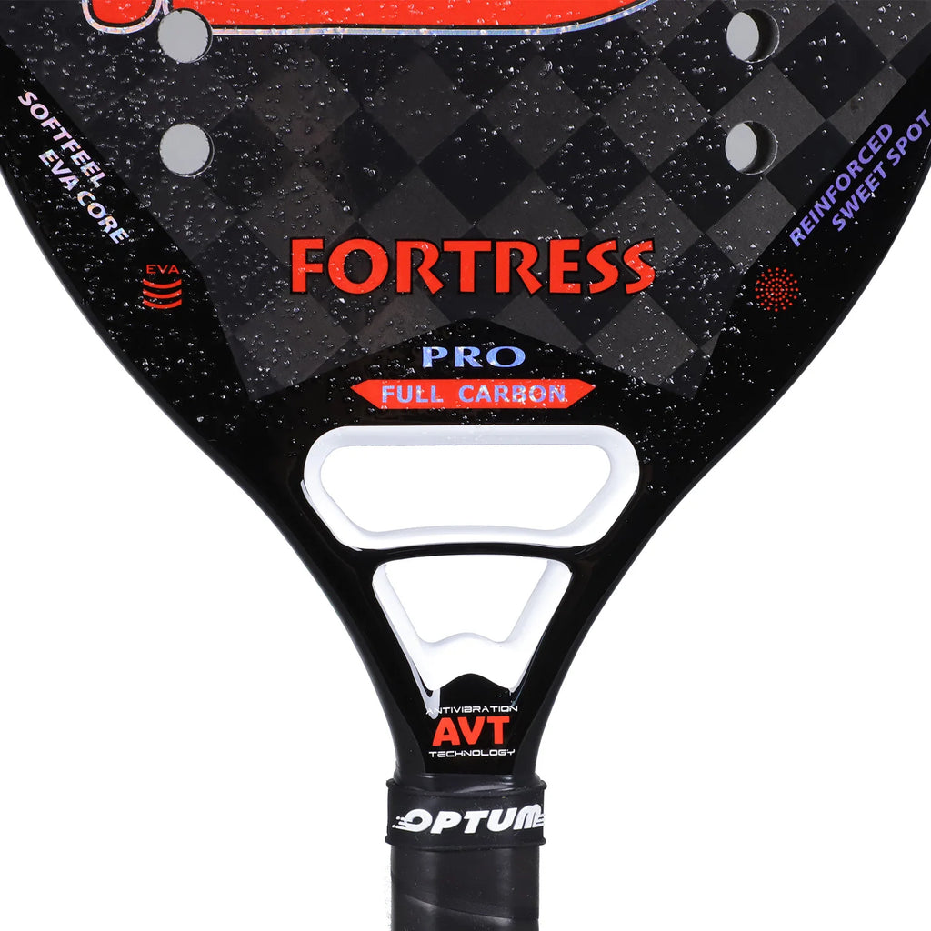OPTUM FORTRESS 18K Carbon Fiber Rough Surface 14 Holes Beach Tennis Racket With Cover Bag