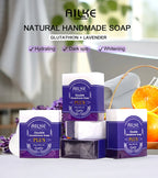 AILKE Double Glutathione PLUS Whitening Soap Bar, Reduce Dark Spots, Deep Clean Skin, Natural Lavender Scented for Face & Body