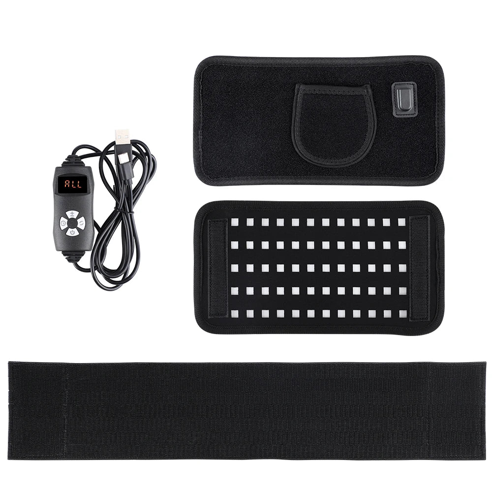 25x13.5cm 60 LEDs 660nm Red Light Infrared Belt 850nm Back Burn Fat Wrap Slimming Machine Waist Timing Pad For Muscle Skin Care