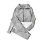 2/3Pcs Women Yoga Suit Seamless Knitted Yoga Pants Leggings Clothing Zipper Long Sleeve Crop Top Fitness Wear Sportswear Gym Set