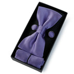 HUISHI Classic Black Bowtie Bow Ties For Mens Butterfly Bowknot Pocket Square Cufflinks Suit Set Bussiness Accessories Gift Box