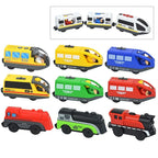 Wooden Train Toys Train Track Magnetic Set Electric Car Locomotive Diecast Slot Fit All Wood Brand Biro Railway Tracks For Kids