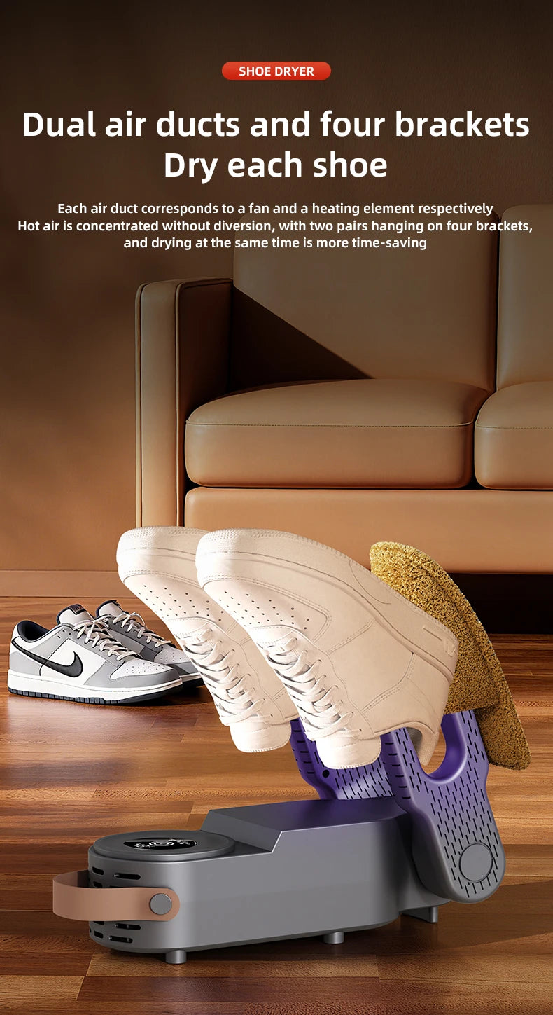 New 150W High Power Foldable Electric Shoe Dryer with Intelligent Timer Fast Drying Socks Glove Boot Heater Household Shoe Dryer