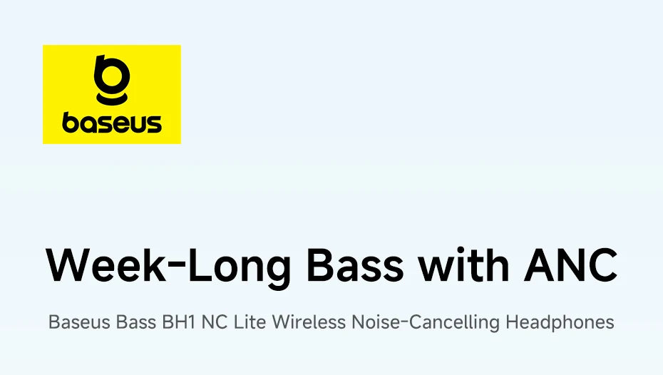 Baseus Bass BH1 NC Lite ANC Wireless Headphones 95% Noise Cancelling Headsets Headphone Bluetooth 6.0 80H Over Ear Earphones