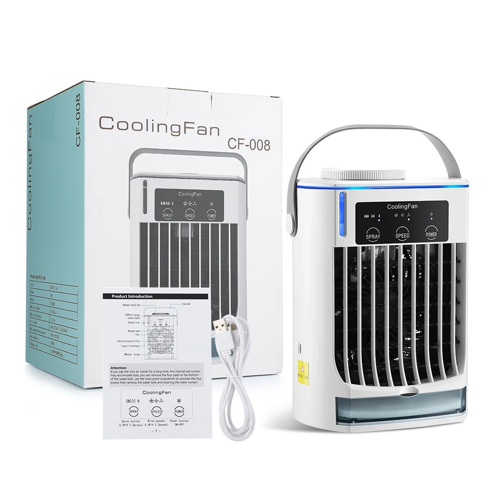 Mini Air Conditioner Air Cooler Fan Portable Water Cooling Fan Mobile Air Conditioning Fan For Room Office Cars