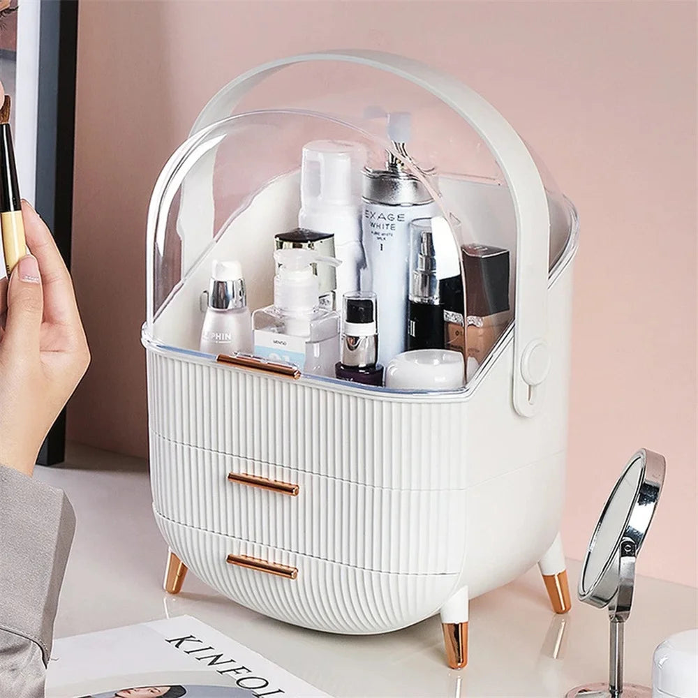 Make Up Organiser Bathroom Large Cosmetic Vanity Case Box 2 Drawers Skincare Storage Home Skin Care Make Up Storage Drawer